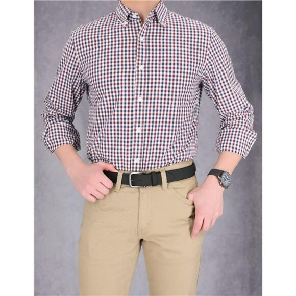 Mens Leather Belt Classic Buckle Genuine Brown Belt for Jeans Work Dress Wear - Picture 3 of 5